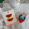 New cute and fun watermelon pair, bye-bye clip, children's Korean-style broken bangs clip, denim small intestine strawberry hair band and hair accessory details Picture